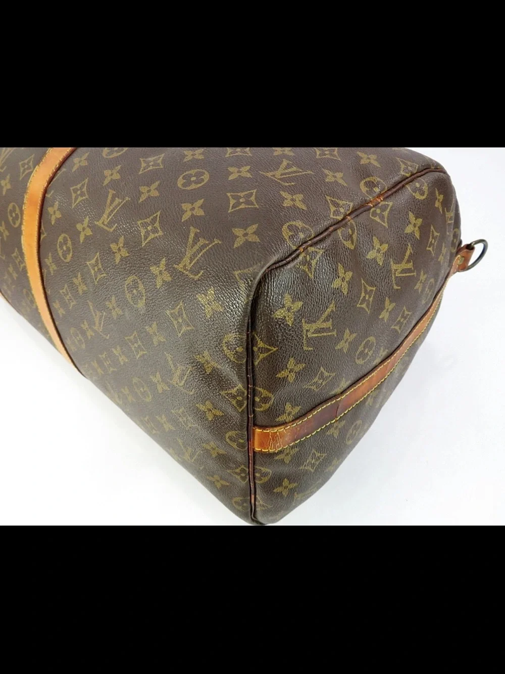 Louis Vuitton Monogram Canvas Keepall Duffel with Tan Leather Trim